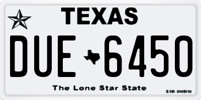 TX license plate DUE6450
