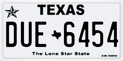 TX license plate DUE6454