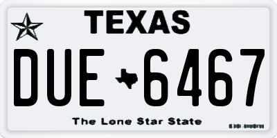 TX license plate DUE6467