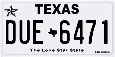 TX license plate DUE6471