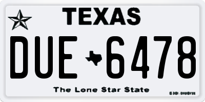 TX license plate DUE6478