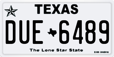 TX license plate DUE6489