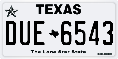 TX license plate DUE6543