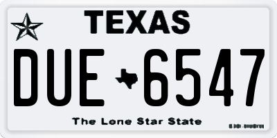 TX license plate DUE6547