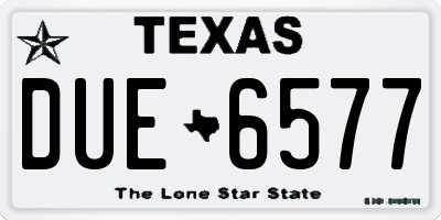 TX license plate DUE6577
