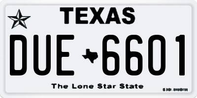 TX license plate DUE6601