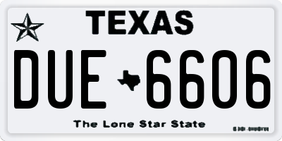 TX license plate DUE6606