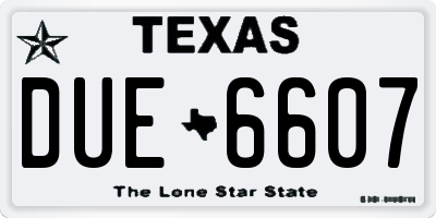 TX license plate DUE6607