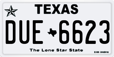 TX license plate DUE6623