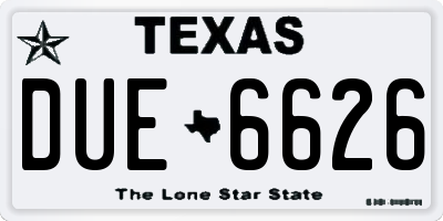 TX license plate DUE6626