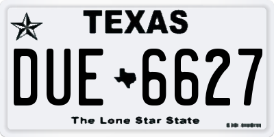 TX license plate DUE6627