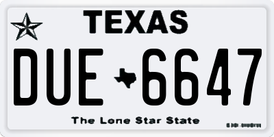 TX license plate DUE6647