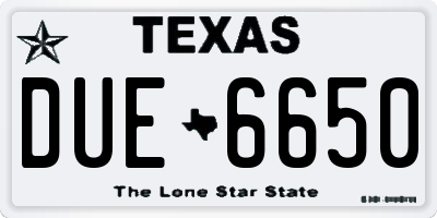 TX license plate DUE6650