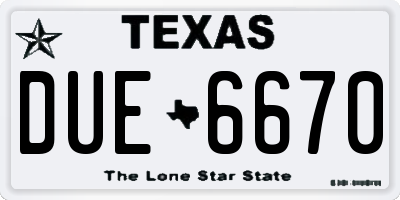 TX license plate DUE6670