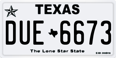 TX license plate DUE6673