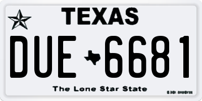 TX license plate DUE6681