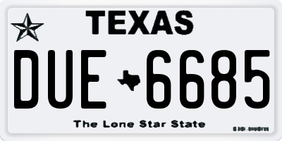 TX license plate DUE6685