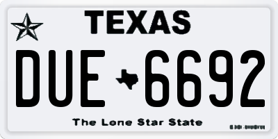 TX license plate DUE6692