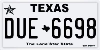 TX license plate DUE6698