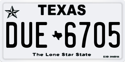 TX license plate DUE6705
