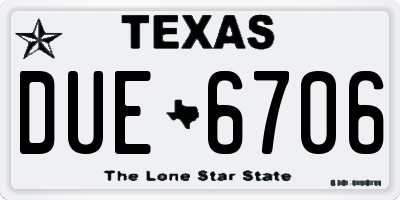 TX license plate DUE6706