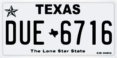 TX license plate DUE6716