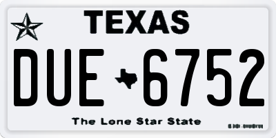 TX license plate DUE6752