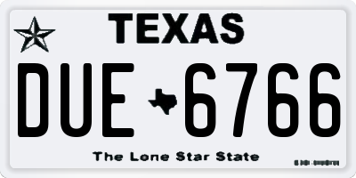 TX license plate DUE6766