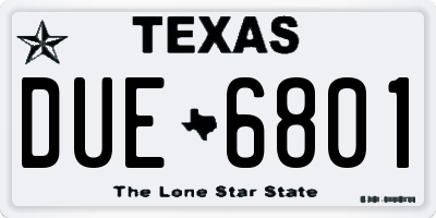 TX license plate DUE6801