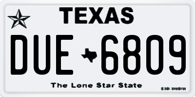 TX license plate DUE6809
