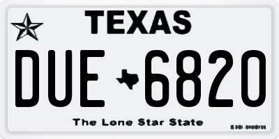 TX license plate DUE6820
