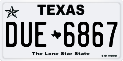 TX license plate DUE6867