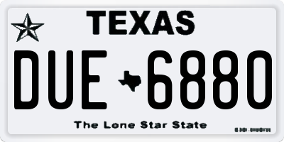 TX license plate DUE6880