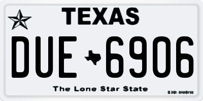 TX license plate DUE6906