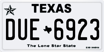 TX license plate DUE6923