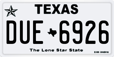 TX license plate DUE6926