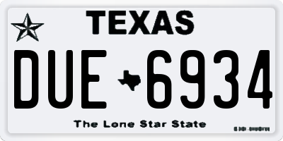 TX license plate DUE6934