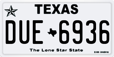 TX license plate DUE6936