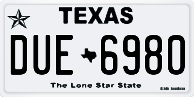 TX license plate DUE6980