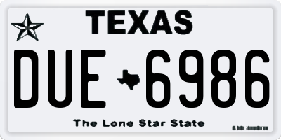TX license plate DUE6986