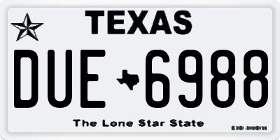 TX license plate DUE6988