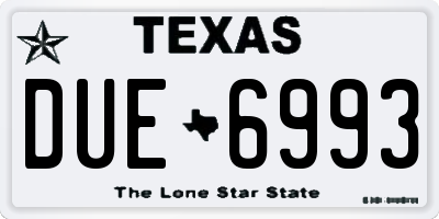 TX license plate DUE6993