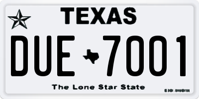TX license plate DUE7001
