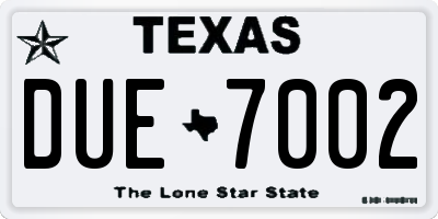 TX license plate DUE7002