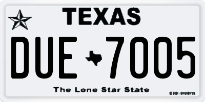 TX license plate DUE7005