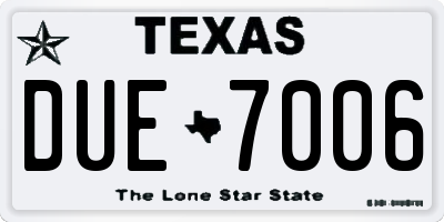TX license plate DUE7006