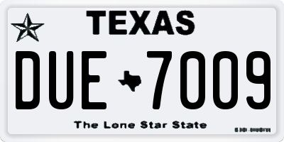 TX license plate DUE7009