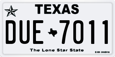 TX license plate DUE7011