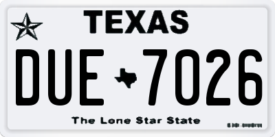 TX license plate DUE7026