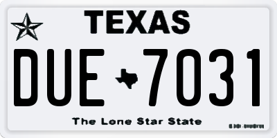 TX license plate DUE7031
